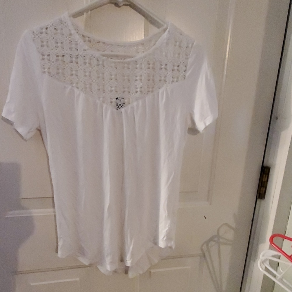 Cute white lace accent top